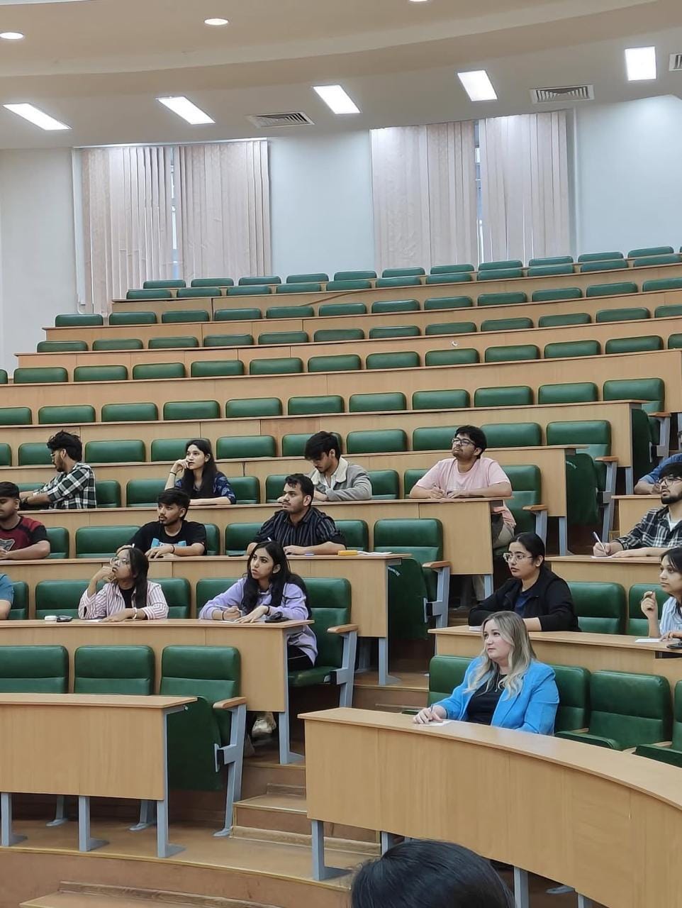 Students attending a lecture at a medical university