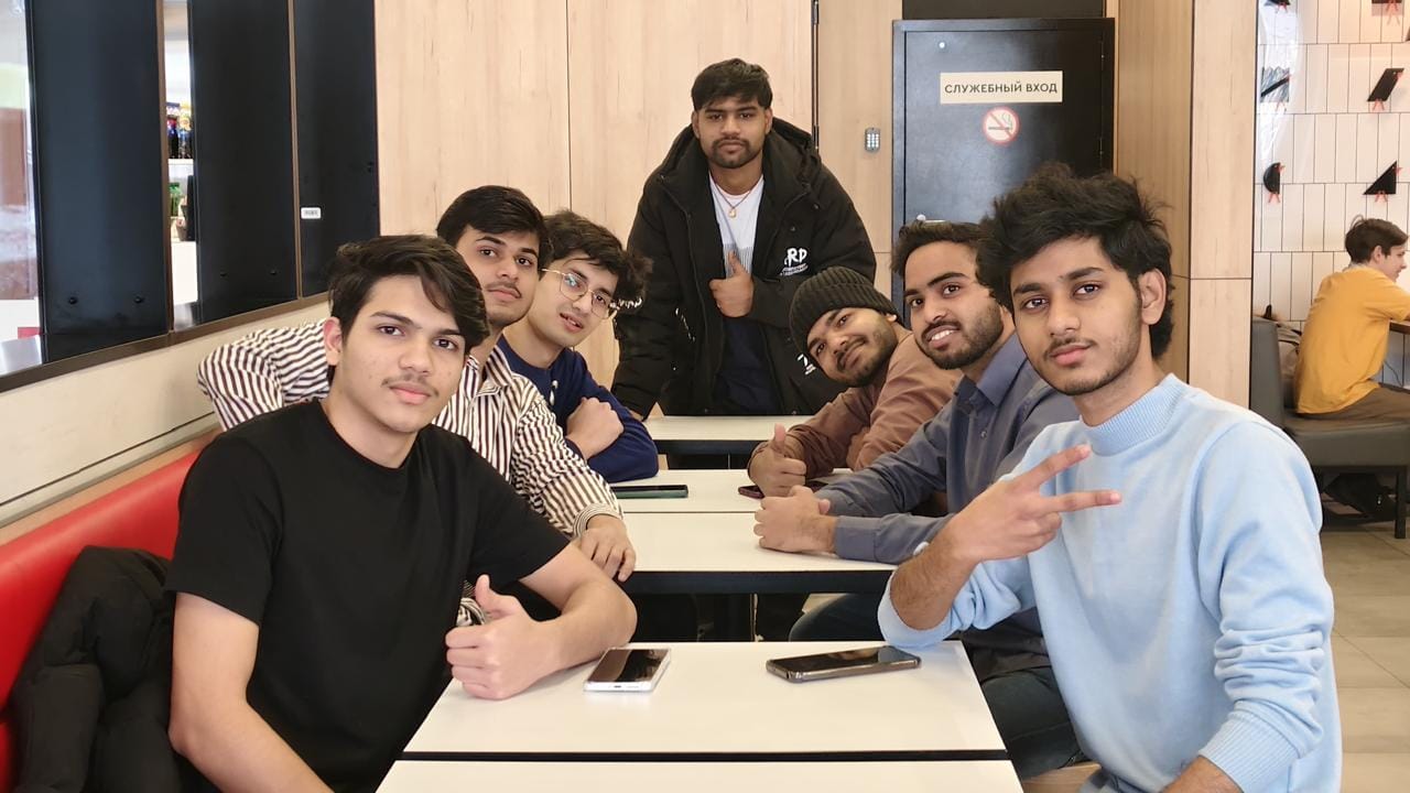 Students enjoying a meal together